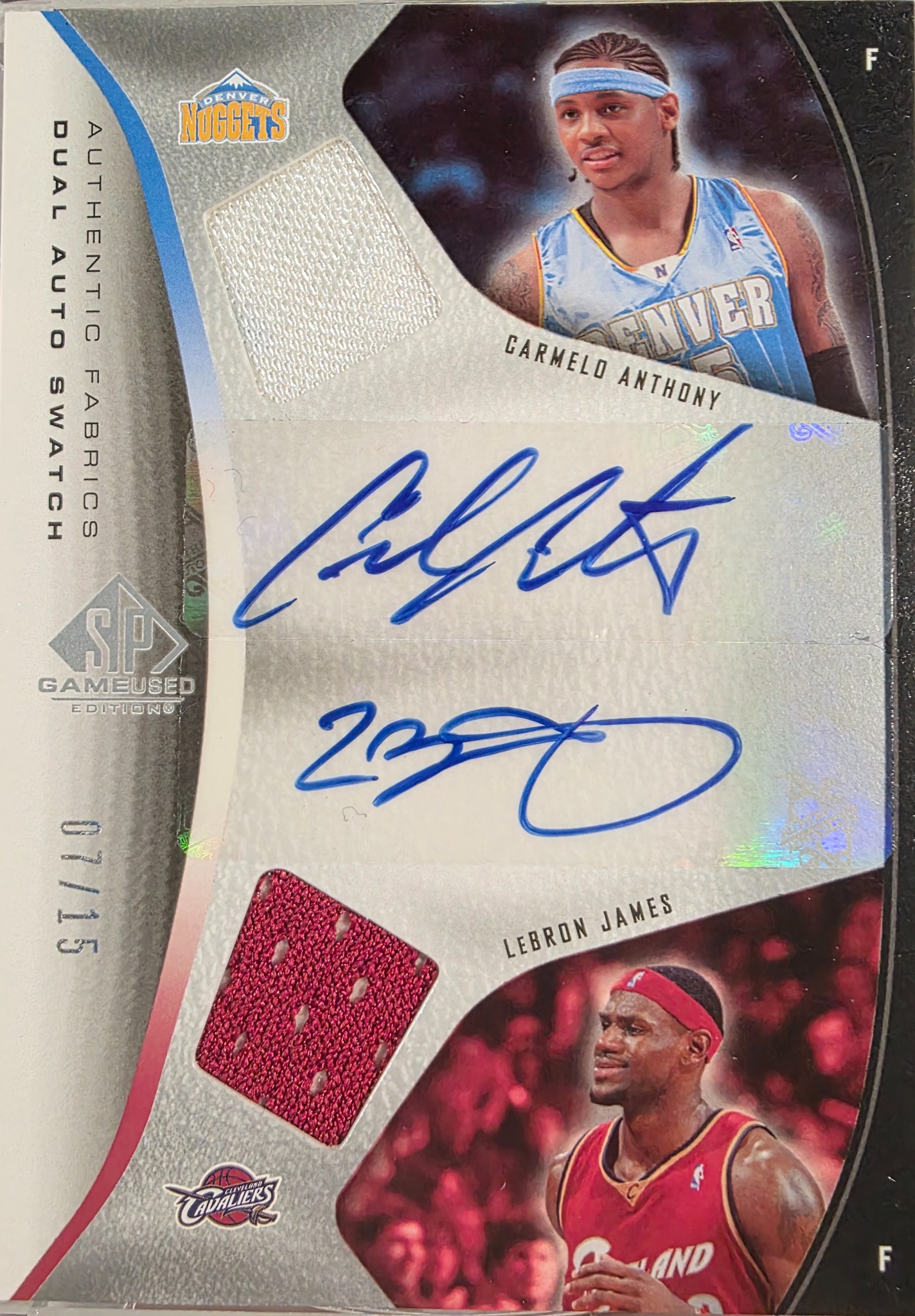 LeBron James and Carmelo Anthony sports card